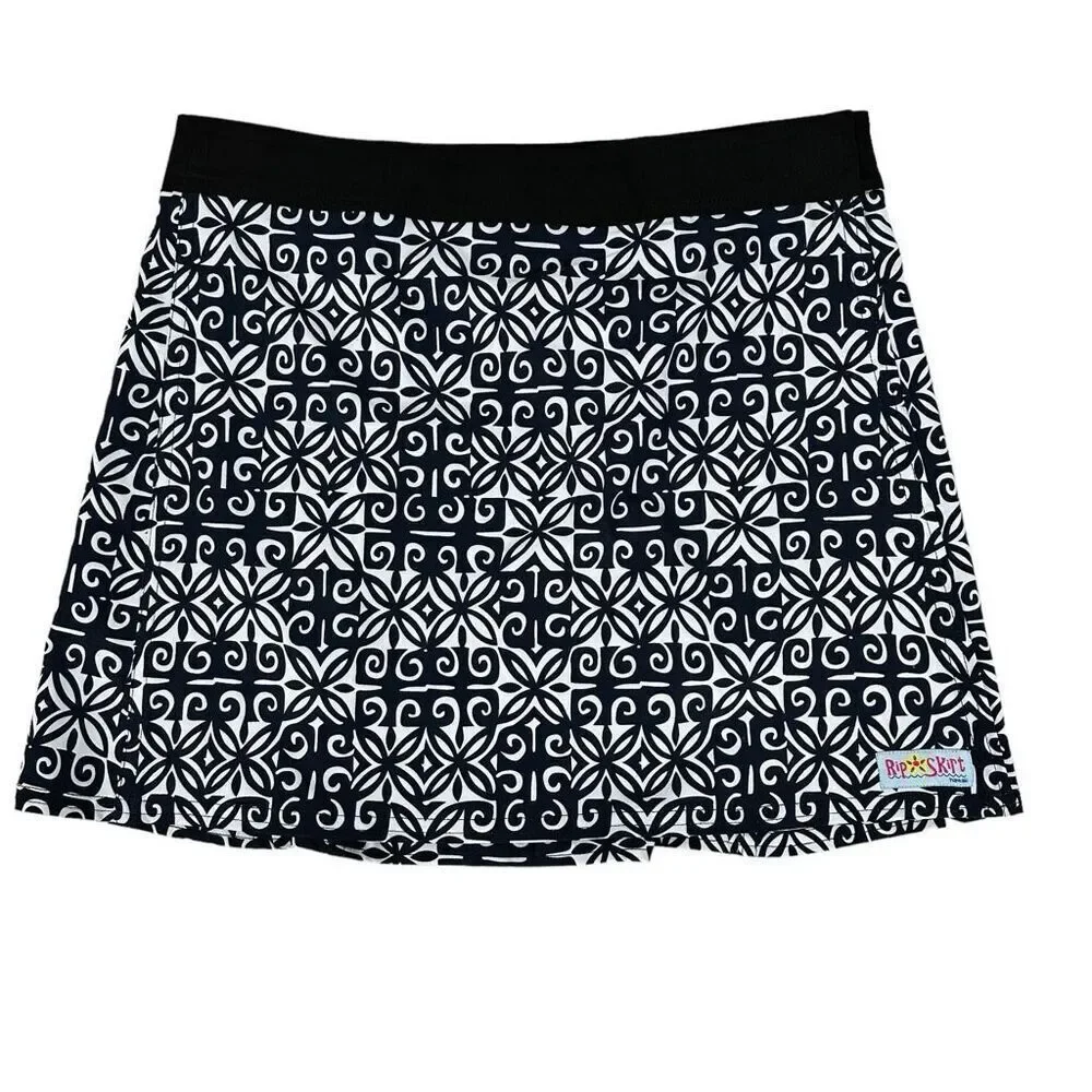 RipSkirt Hawaii Length 1 Wrap Mini Skirt Size Medium Navy Blue White Black